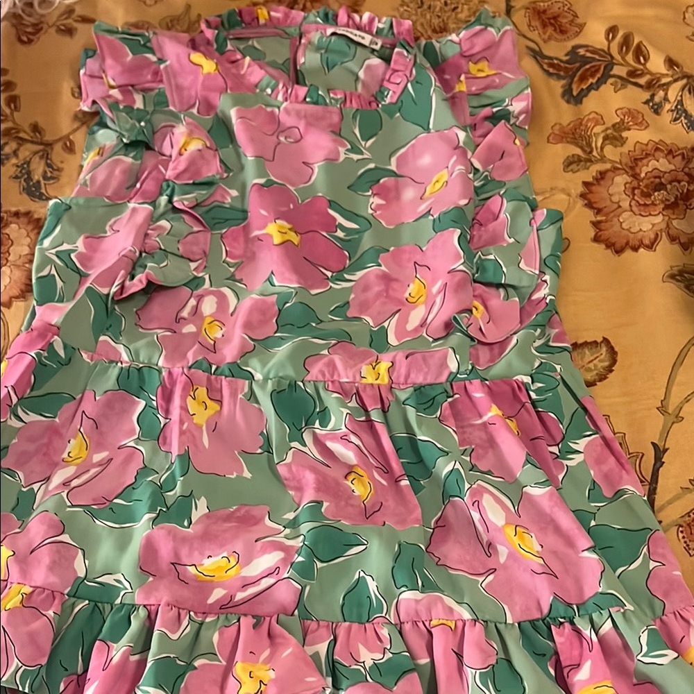 Floral Dress in Pink and Green - Picture 1 of 3
